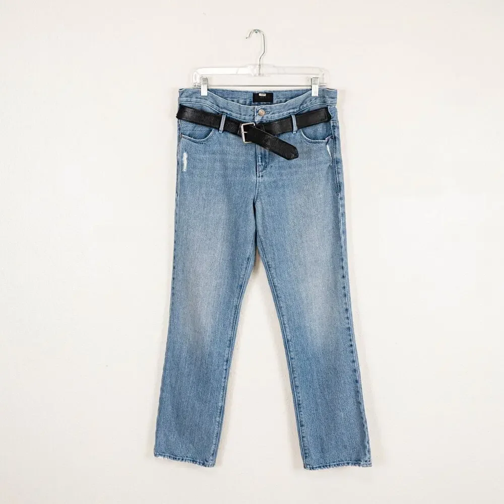 RtA Dexter Belted High Rise Straight Leg Boyfriend Jeans size Medium